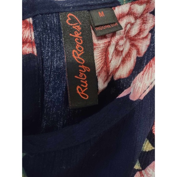 Ruby Rocks Blue Floral Maxi Dress With Slit Size Medium - Picture 3 of 7